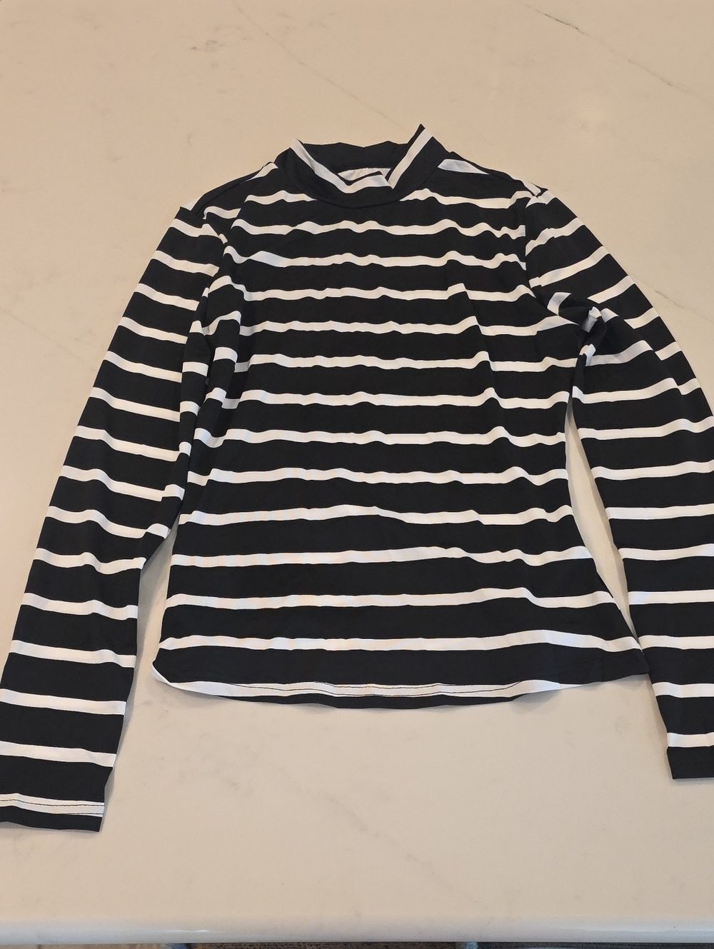 NWOT Black and White Striped Long Sleeve Mock Turtleneck Top